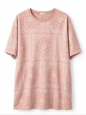 Easel Pink Bandana Print Short Sleeve Tee Dress Large
